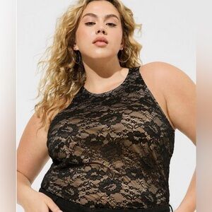 Torrid Stretch Lace High Neck Tank Woman Size XXL Sexy Date Night Out Club